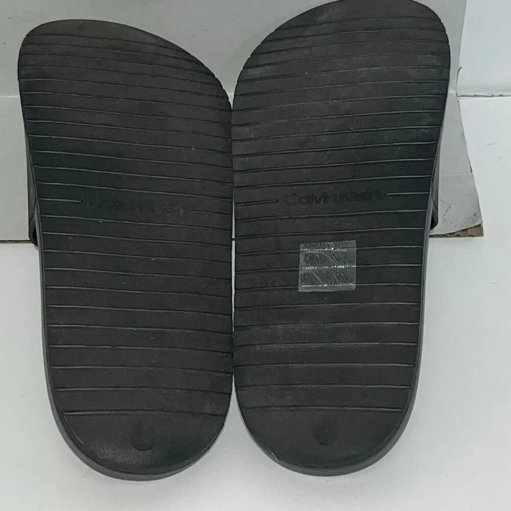 Calvin Klein Men's Pride Rainbow Logo Slip-On Slide Sandals Black Size 11‎